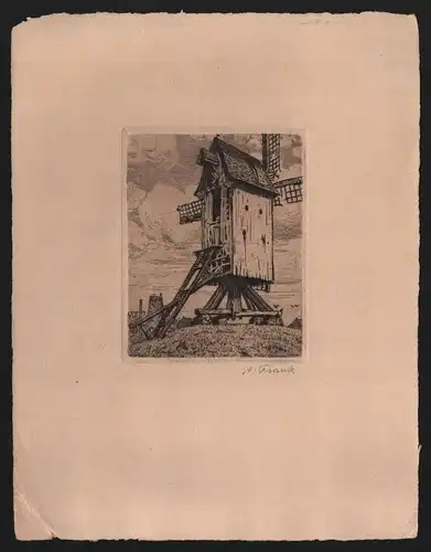 B13510 Blatt Windmühle Mühle Comines Frankreich 1917