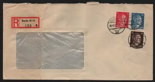 B13183 Brief Einschreiben DR Hitler Berlin 1942 nach Radeberg Pappen Industrie