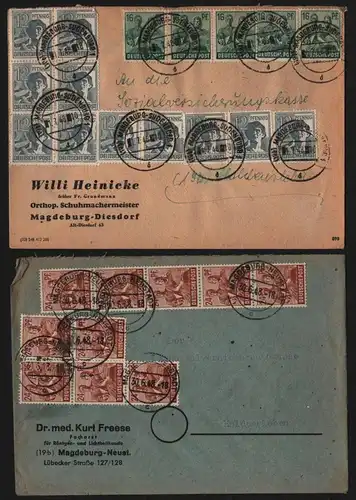B13567 4x Brief SBZ Währungsreform 1948 Zehnfach Frankatur Magdeburg Sudenburg