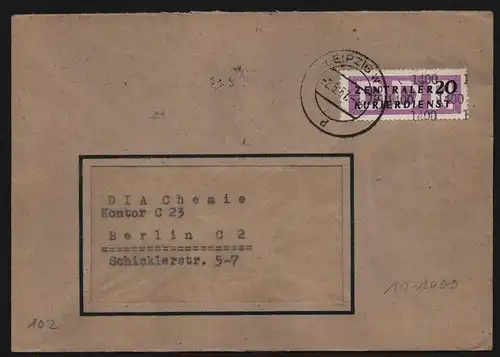 B13300 DDR Dienst ZKD 11 1400 Brief 1957 Leipzig VEB Farben u Lackfabrik an DIA
