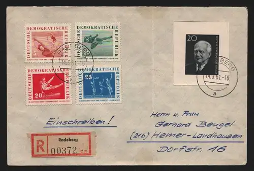 B13155 DDR Einschreiben Radeberg 1961 ungewöhnliche Verwendung Blockmarke