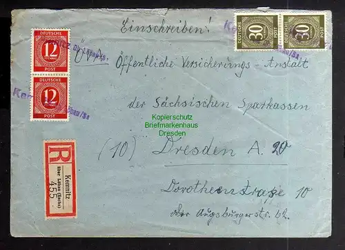 B3417 Brief Notstempel Kemnitz über Löbau 1946