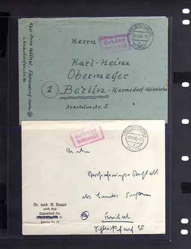 B352 2x SBZ Brief Gebühr bezahlt 1945 Eppendorf 1948