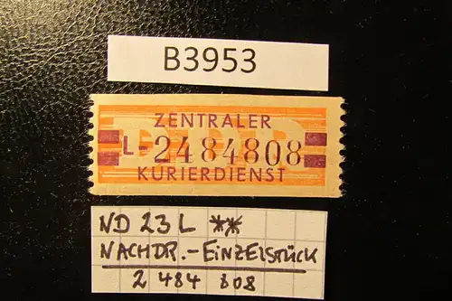 B3953 DDR ZKD B 23 L ** ND postfrisch Einzelstück Nr. ausserhalb Nummernbereich