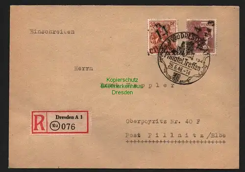 h6172 SBZ Handstempel Bezirk 14 Pirna 3 24 Pfg. 174 Pirna Copitz 60Pfg. Brief