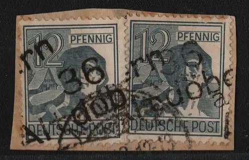 h6203 SBZ Handstempel Bezirk 36 Altdöbern 2x 12 gestempelt Bedarfsbriefstück