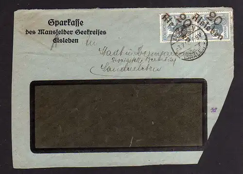 h652 Briefvorderseite Handstempel Bezirk 20 Alsleben 3.7.48 Sparkasse Mansfelder