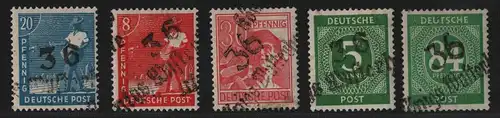 h6472 SBZ Handstempel Bezirk 36 Königs Wusterhausen 5 Werte * gepr. BPP