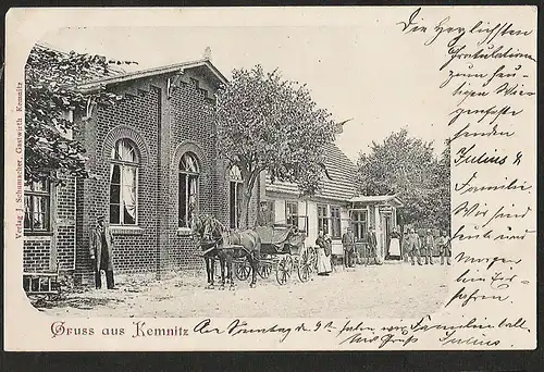 24476 AK Kemnitz Gasthof Schumacher , gelaufen Pritzwalk 1902