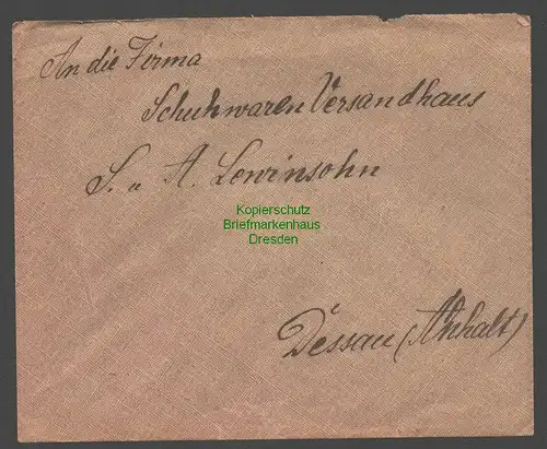 B7732 Deutsch Ostafrika DOA Brief Tanga 1911 an Versandhaus Lewinsohn Dessau