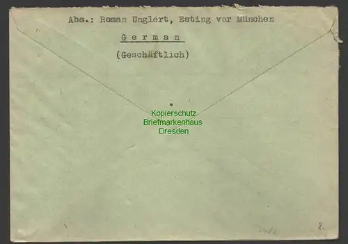B7482 Brief Gebühr bezahlt 1945 Olching bei München Esting nach Schwebheim