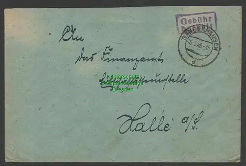 B7485 SBZ Währungsreform Brief Gebühr bezahlt 10.7.48 Sangerhausen nach Halle S.