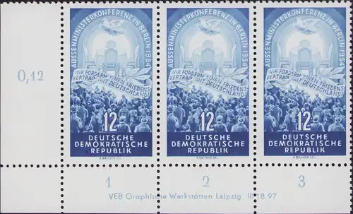 2855 DDR 424 YI DV Viermächtekonferenz Berlin 1954 ** postfrisch Zähnungsvariant