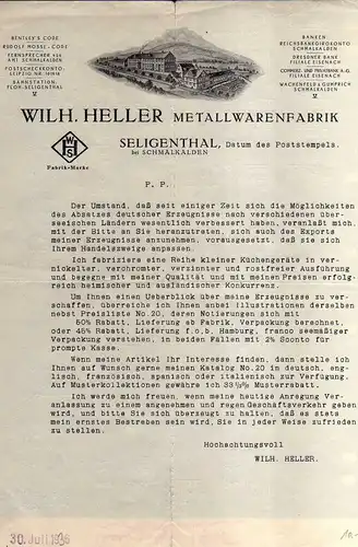 v584 Briefbogen Werbebrief Selihenthal bei Schmalkalden Fabrikansicht vor 1935