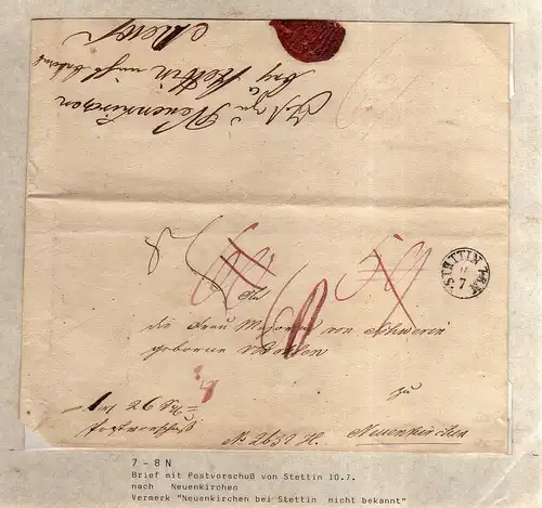 v042 aus Stettin Sammlung Brief um 1830 nach Neuenkrichen Stettin Postvorschuß