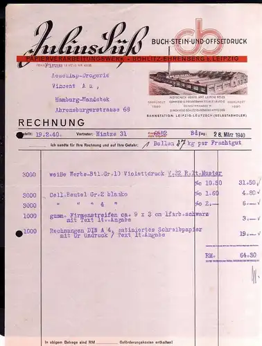 v529 Briefbogen Firmenrechnung Böhlitz Ehrenberg b. Leipzig Papierverarbeitungsw