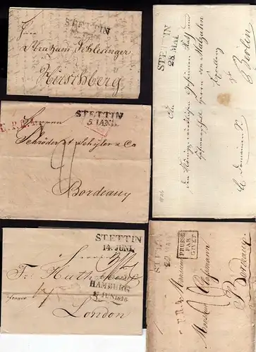 v021 aus Stettin Sammlung 5 Briefe 1821 - 1931 Malzahn Prusse par Givet Bordeaux