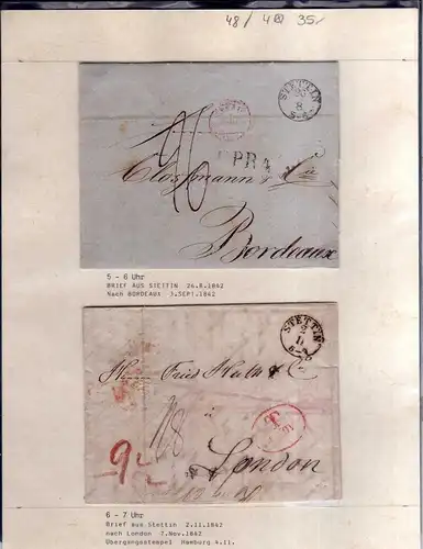 v048 aus Stettin Sammlung 4 Briefe 1842 1844 nach Bordeaux London Brietzig bei