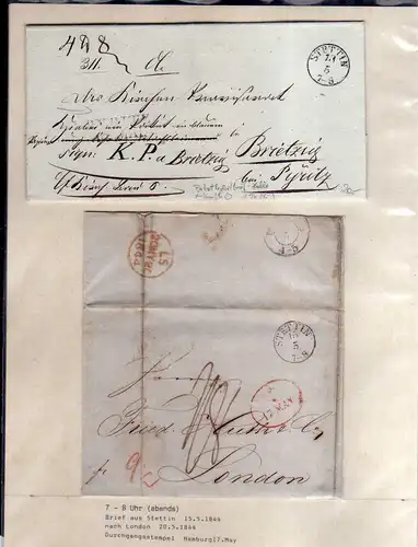 v048 aus Stettin Sammlung 4 Briefe 1842 1844 nach Bordeaux London Brietzig bei