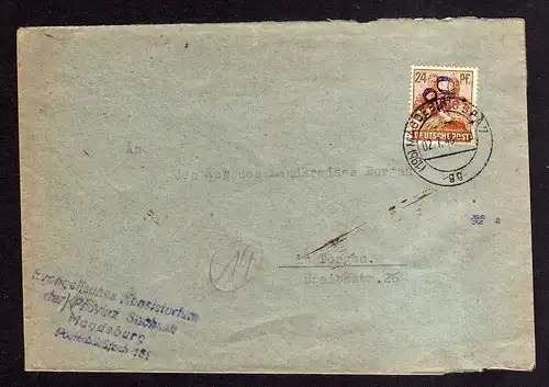 h854 Brief Bezirkshandstempel Bezirk 20 Magdeburg 02.7.48 nach Torgau