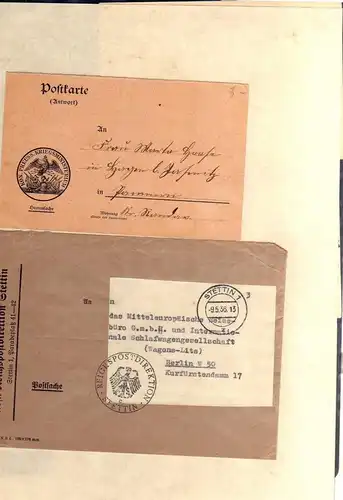 S113 20 Briefe / Karten Stettin Nachnahme Frei durch Ablösung Feldpost Kriegssch