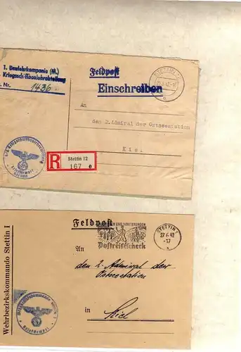 S113 20 Briefe / Karten Stettin Nachnahme Frei durch Ablösung Feldpost Kriegssch