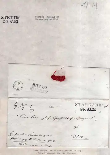 v028 aus Stettin Sammlung Brief um 1830 Paketbegeleitbrief Stargard nach Stettin