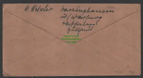 B-14641 Alliierte Besetzung Brief um 1947 Bahnpost Landpoststempel Berlinghausen