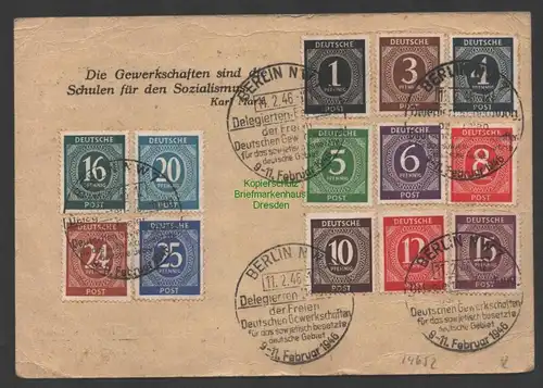 B-14652 Gedenkkarte Alliierte Besetzung 1946 FDGB Delegiertenkonferenz