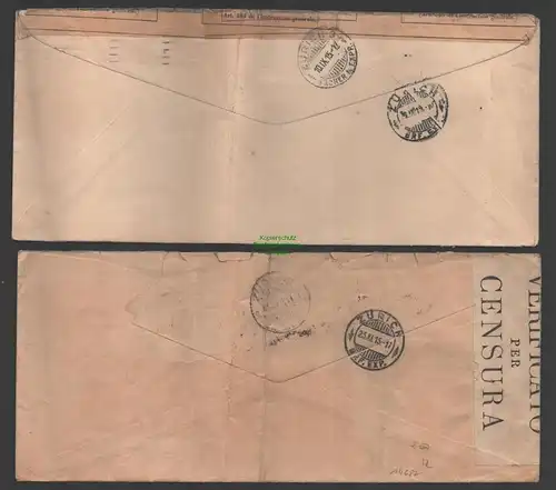 B-14687 2x Brief USA New York 1915 in die Schweiz Zensur 1. Weltkrieg