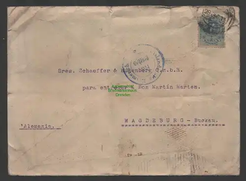 B-14706 Brief Spanien Barcelona 1915 Zensur Stempel nach Magdeburg Emmerich