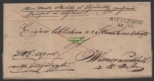 B-14685 Faltbrief Winterberg 1847 nach Wienerneustadt Justizsache