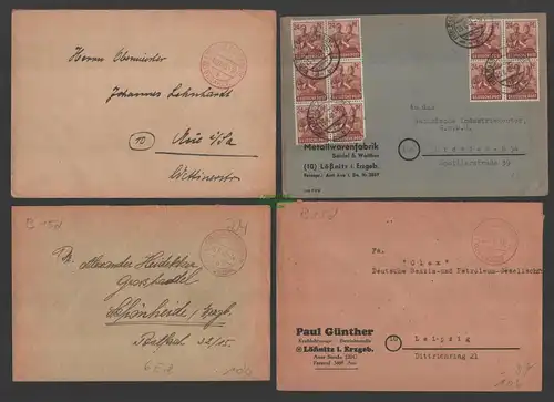 B-14731 3x Brief Gebühr bezahlt Lössnitz Erzgeb. nach Schönheide Aue Leipzig
