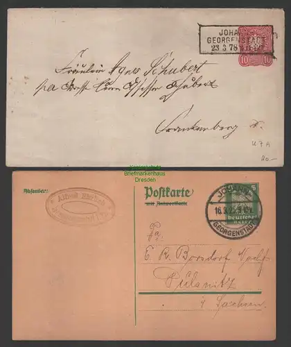 B-14719 Brief Ganzsache Johann Georgenstadt 1878 Karte 1925 Johanngeorgenstadt