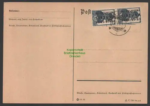 B-14786 Postkarte 2x 10 Kop. Besetzung 2. Weltkrieg Lietuva Siauliai
