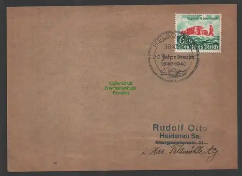 B-14794 DR 750 Deutsches Reich Brief Helgoland 50 Jahre deutsch Ersttag FDC 1940