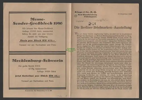 B-14692 Deutschland Alliierte Besetzung 1946 Block 12 Zeughausblock Zuteilungssc