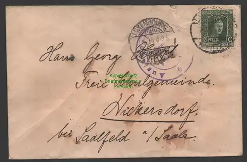 B-14708 Brief Luxemburg 1915 Zensur Stempel Wickersdorf bei Saalfeld Emmerich