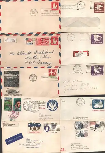 B-14697 40 Briefe USA 1952 - 1981 teils FDC alles Ganzsachen eingedruckter Wert