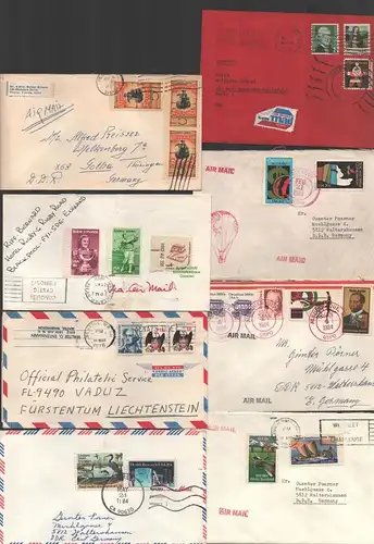 B-14753 14x Brief USA Luftpost Airmail Ballonpost nach Thüringen