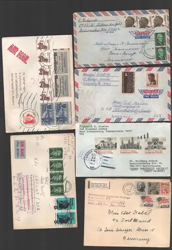 B-14753 14x Brief USA Luftpost Airmail Ballonpost nach Thüringen