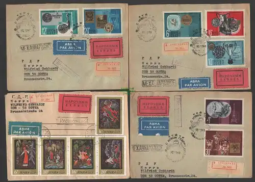 B-14766 7x Brief Sowjetunion 1966 1970 Blöcke echt gelaufen selten tatsächlich