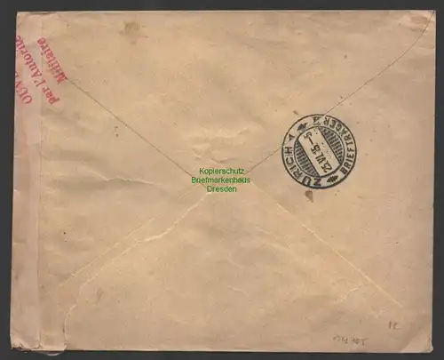 B-14705 Brief Spanien Barcelona 1915 Zensur Stempel nach Zürich Schweiz