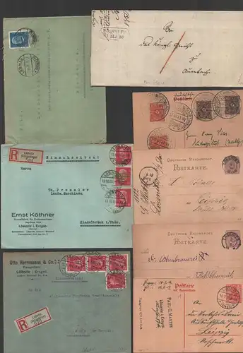 B-14730 8x Ganzsache Brief Lössnitz 1881 1850 1927 1932 1930