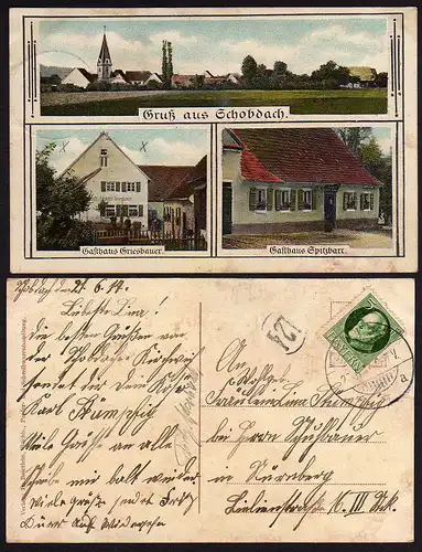 37934 AK Schobdach Gasthaus Griesbauer Spitzbart 1917 Wassertrüdingen