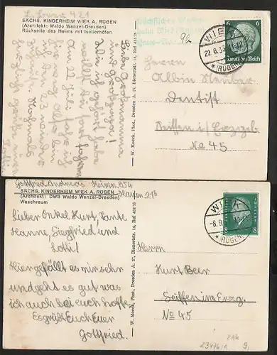 23476 2 AK Wiek Rügen Sächs. Kinderheim Rückseite mit Isolierhöfen gelaufen 1933