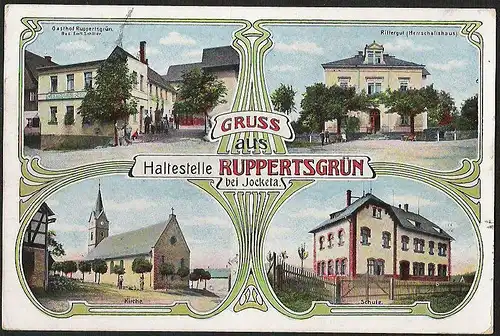 22871 AK Litho Ruppertgrün bei Jocketa Gasthof Rittergut Kirche Schule 1910