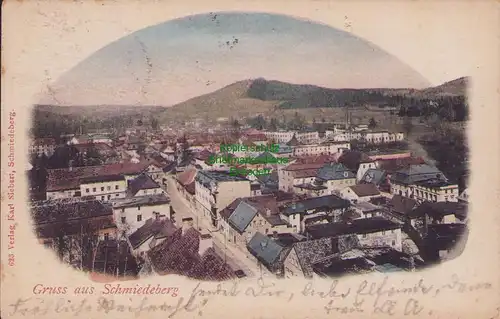 155631 AK Schmiedeberg Riesengebirge 1901 Panorama mehrfach nachgesendet