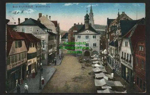 140130 AK Bad Kissingen Marktplatz 1913 Geschäfte Apotheke