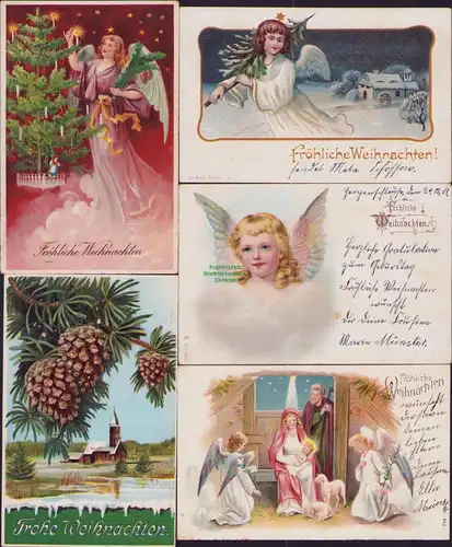 152560 5 AK Berlin Fröhliche Weihnachten Christkind Engel 1901